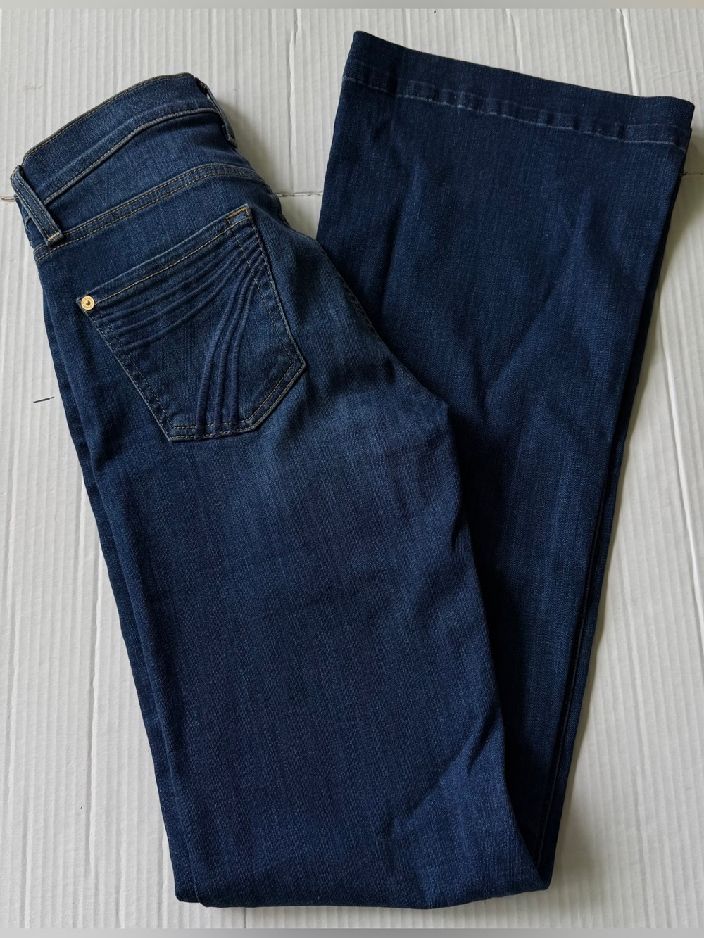 Seven 7 For All Mankind Dojo Flare Jeans Women's 26x34 Long Dark Wash - Picture 1 of 13